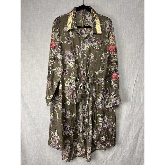 Aratta Spectacular Kimono Duster • Floral • Sequin Embroidery• Large - Picture 1 of 9
